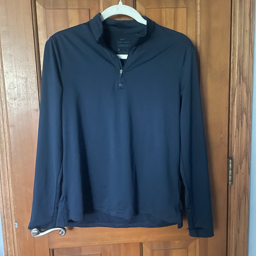 Nike Navy fine stripes DRI-FIT Standard Fit 1/4 zip